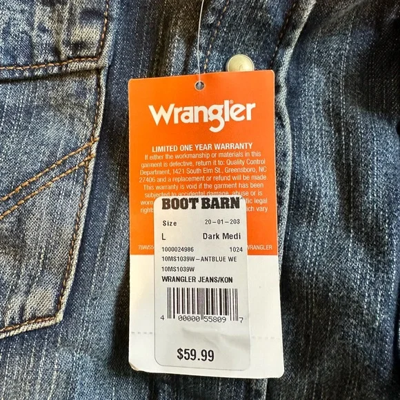 Wrangler Western Denim Pearl Snap Shirt - Picture 5 of 5